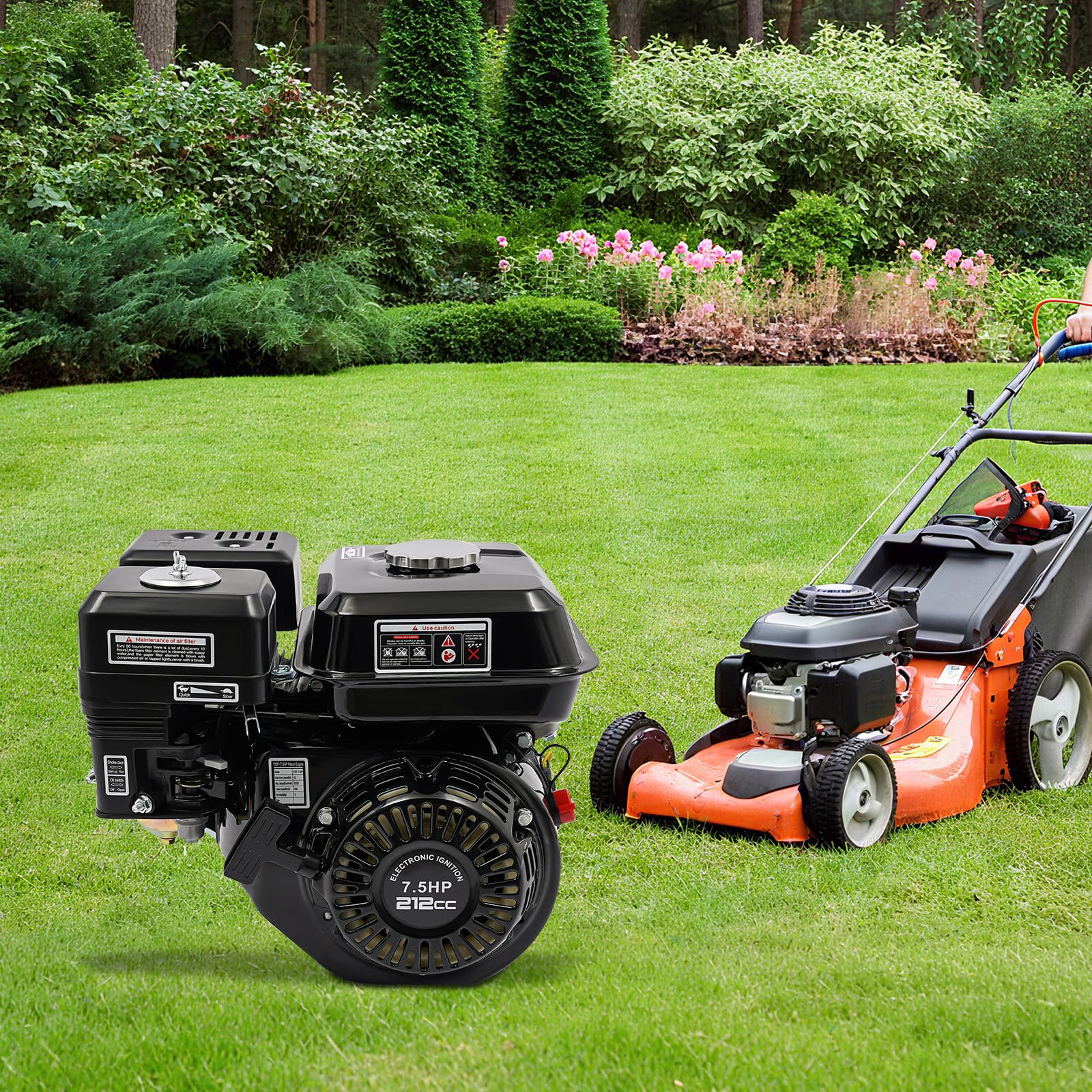Motore a gas 7,5 HP, motore a benzina, a 4 tempi, 3600 rpm, motore portatile per compressore, scarifier, tosaerba, generatore di pompa, tosaerba
