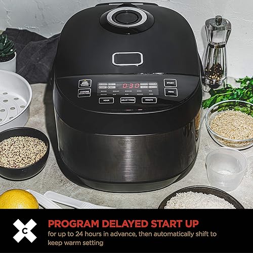 Vista 5 de Crux Arrocera sin inducción de 12 tazas, multicocina, vaporizador de alimentos, olla de cocción lenta, olla, comidas saludables fáciles de una olla