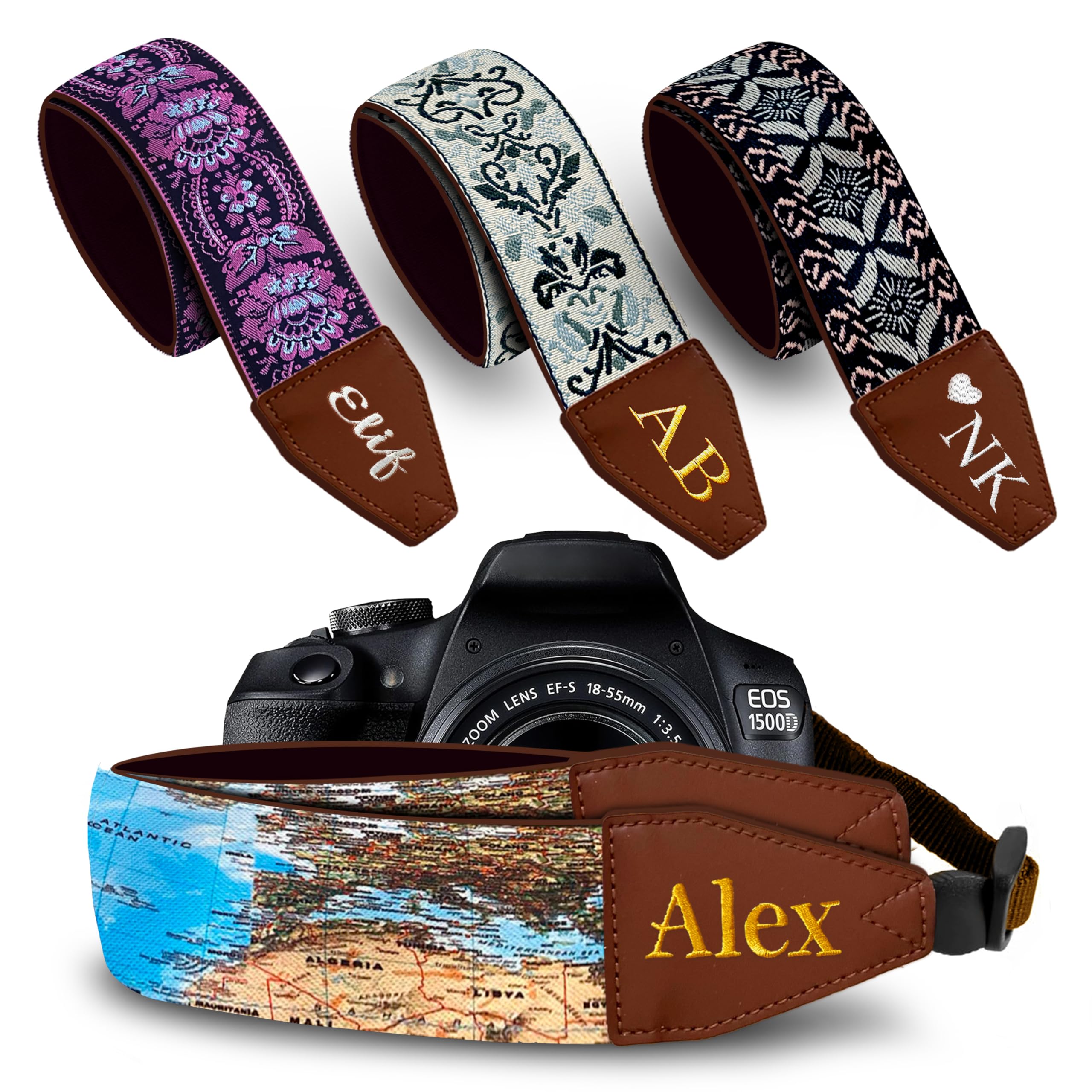 Art Tribute Custom Camera Strap World Map