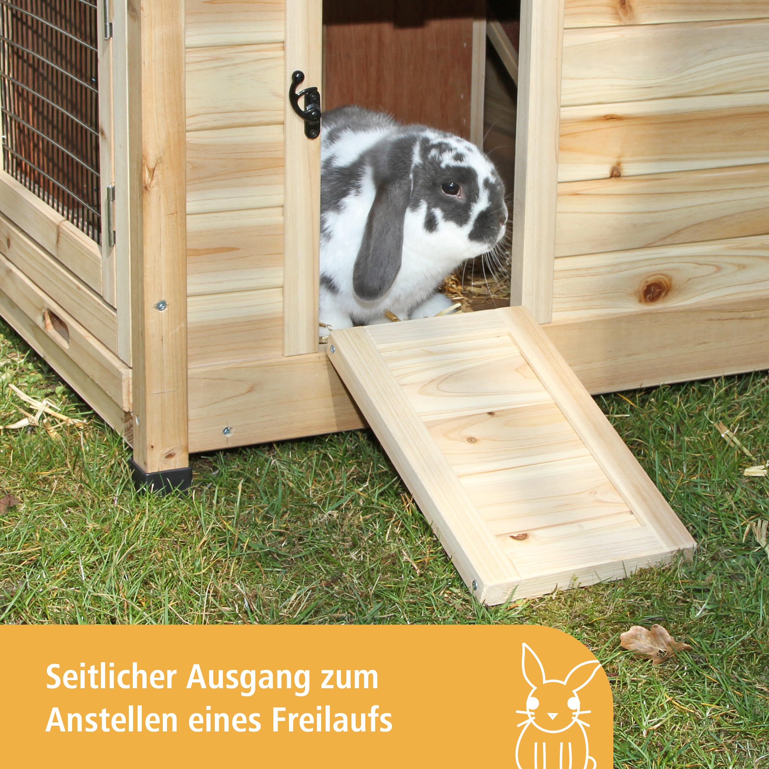 Kerbl Pet Nagerstall Tyrol Alpin, Kaninchenstall, 119x100x119cm, Holz, Metallgitter, Hasen, Kaninchen, Meerschweinchen, Hüttendesign, höhenverstellbar