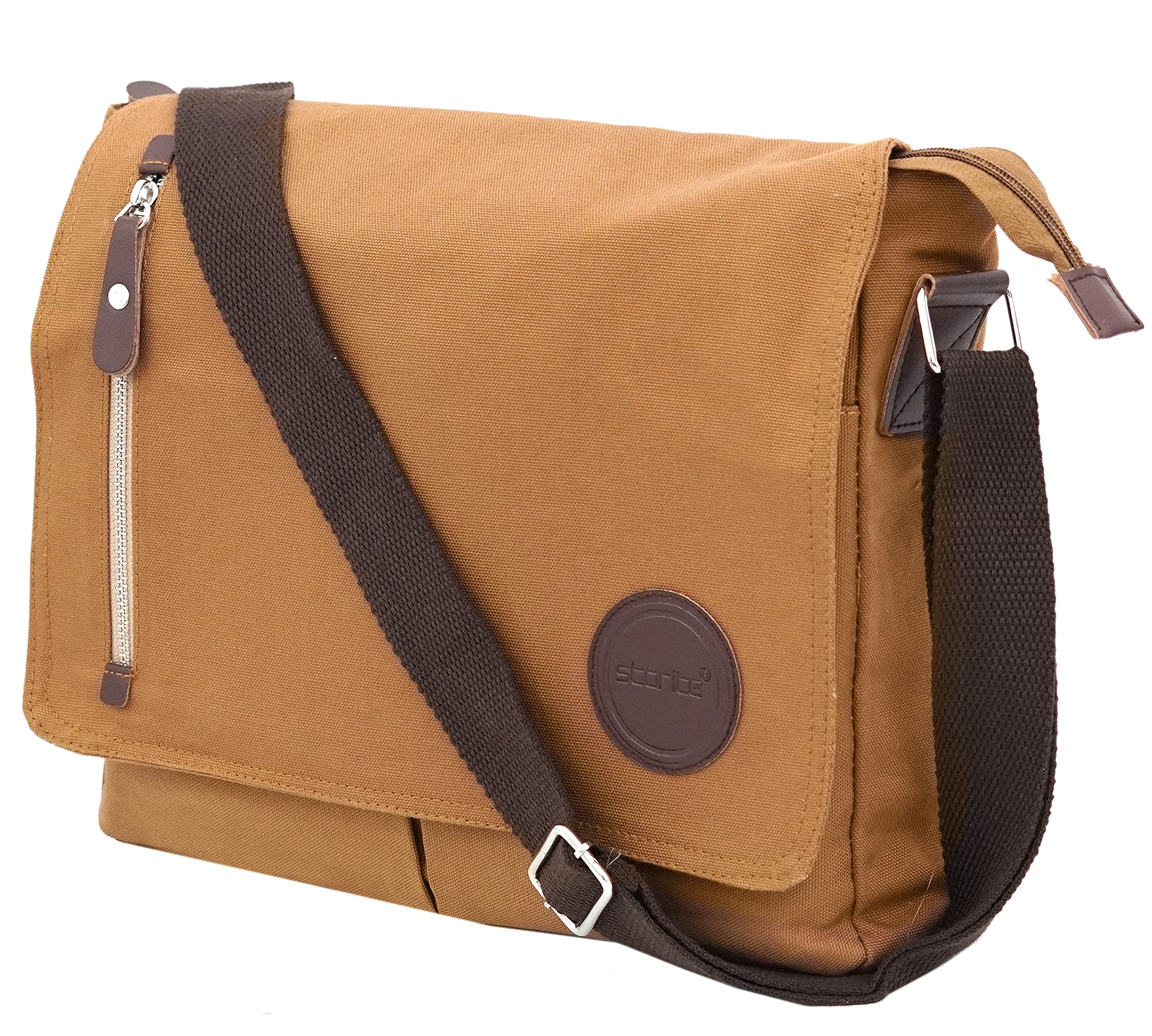 Storite Canvas Sling Cross Body Travel Office Business Satchel Messenger One Side Shoulder Bag for Men & Women-(33 x 6.5 x 27cm, Brown) (B099ZFN2QD) Amazon Price History, Amazon Price Tracker