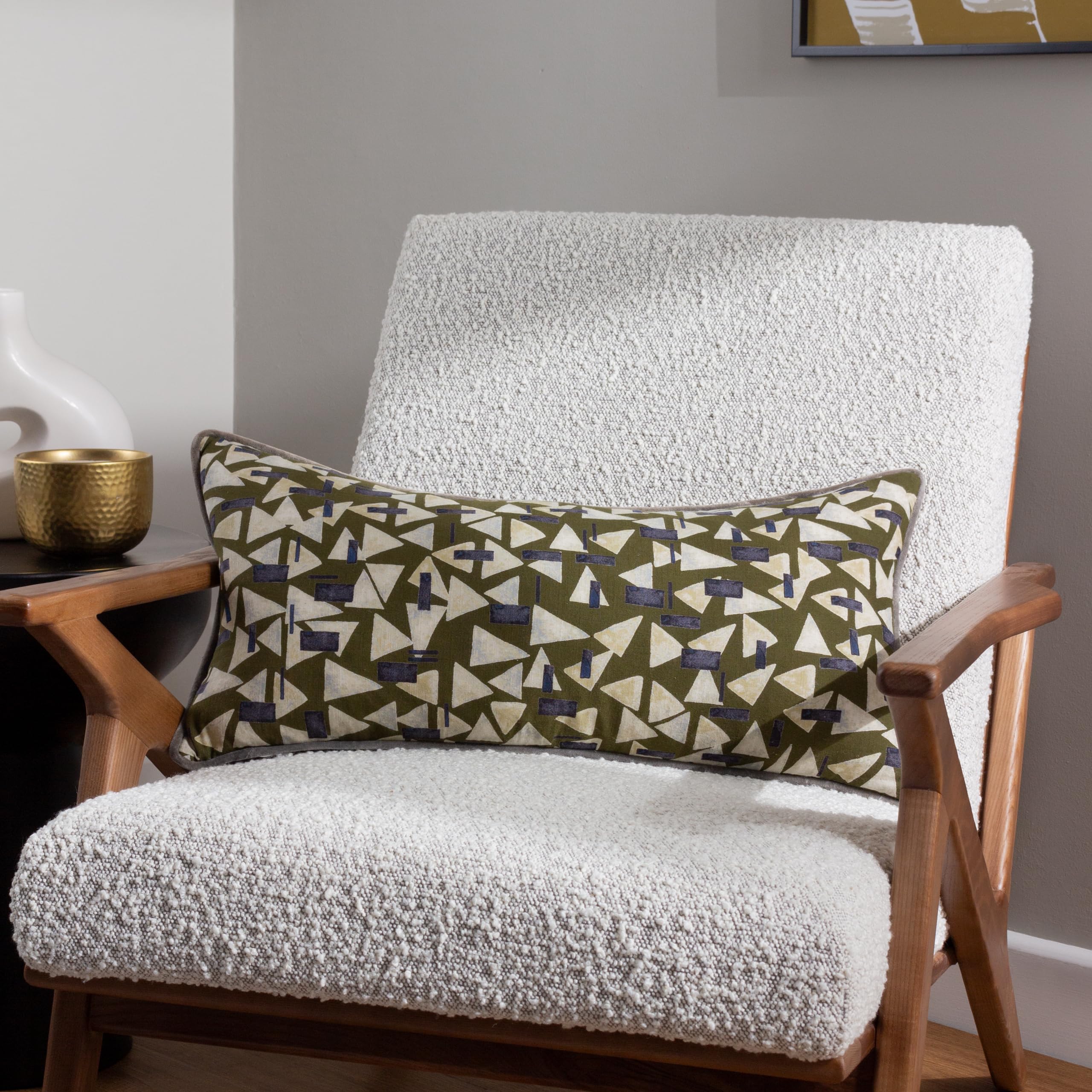 B&Q -  Hoem City Geometric Piped Feather Rich Cushion