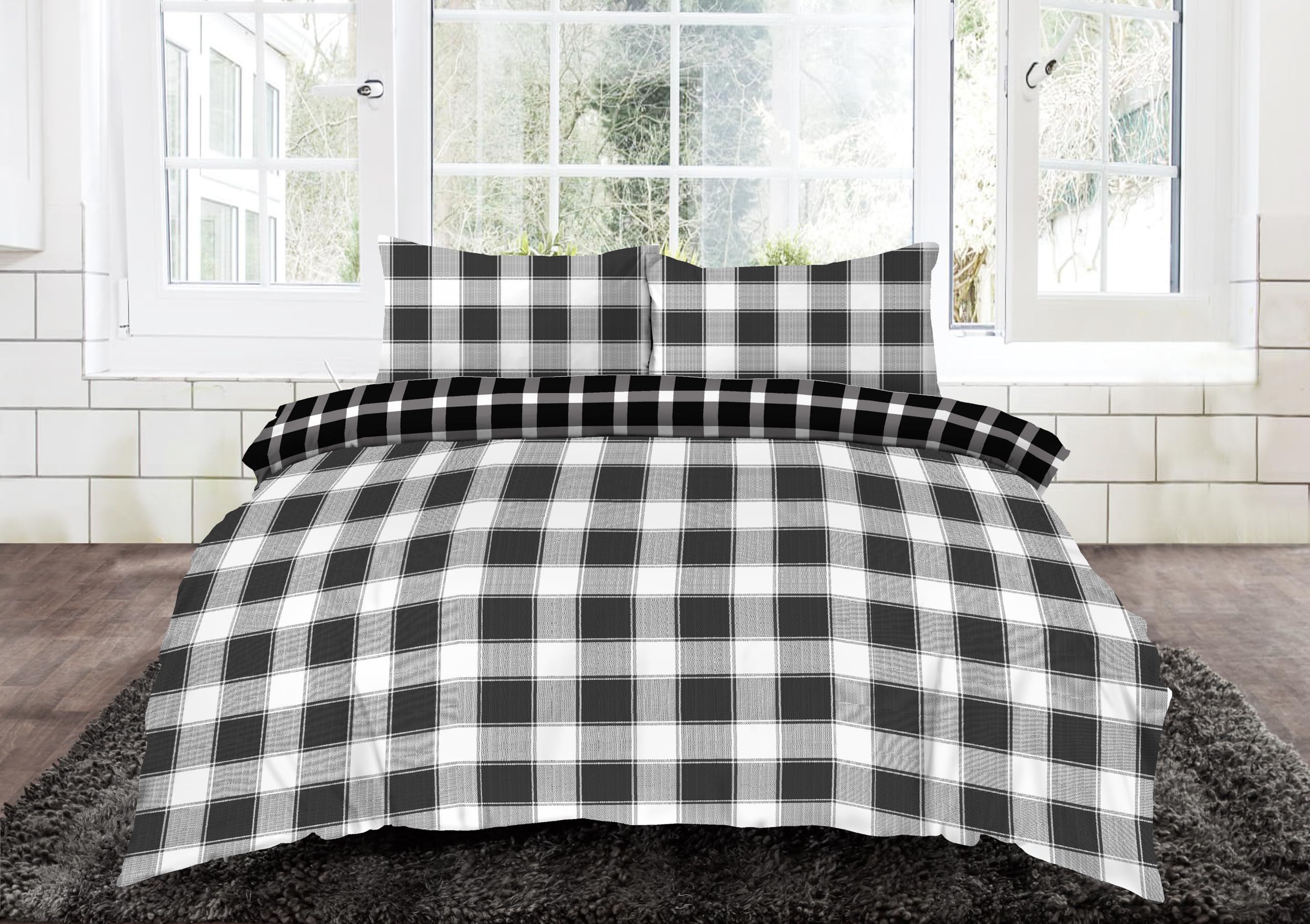 CHARKHAH Floral Duvet Cover Set Double – Polycotton Bedding Set with Fitted Sheet, 2 Pillowcases & Button Closure – Easy Care Fitted Sheet Quilt Cover Set — image 1