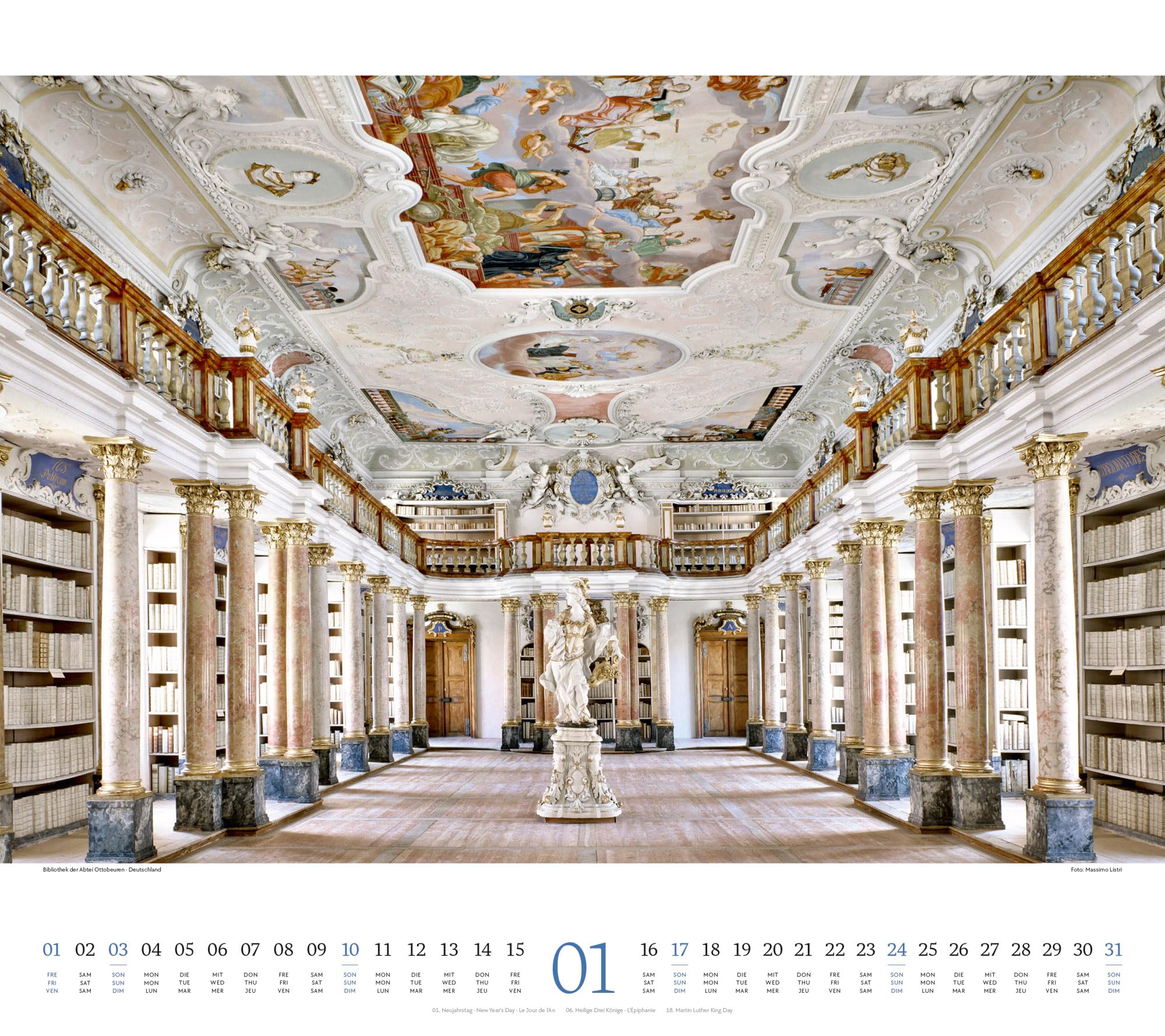 Welt der Bücher Kalender 2027 | Bildgewaltiger Bibliotheken-Kalender im großen Querformat (54x48 cm) | Eindrucksvolle Architektur von Büchereien
