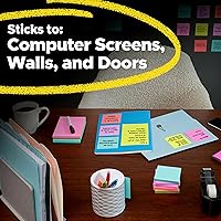 Vista 6 de Post-it Notas rayadas súper adhesivas, 4 x 6 pulgadas, multicolor, 3 blocs por paquete (45 hojas/bloc, 135 hojas en total), notas adhesivas de neón