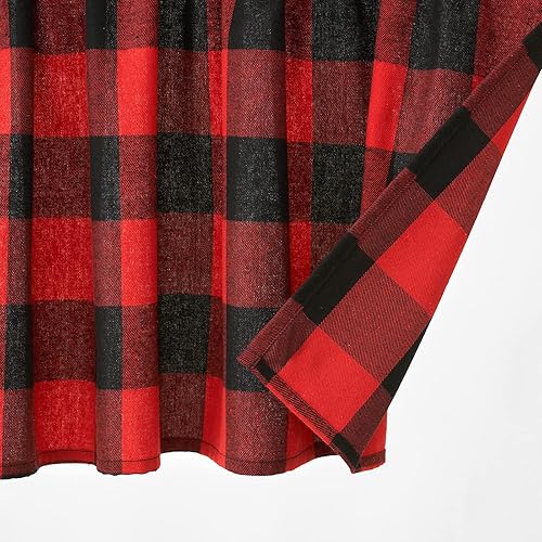 Miniatura 5 de MIULEE 2 cenefas de Navidad a cuadros para ventana, color rojo y negro, decoración de cuadros de búfalo, cenefas con bolsillo para barra para