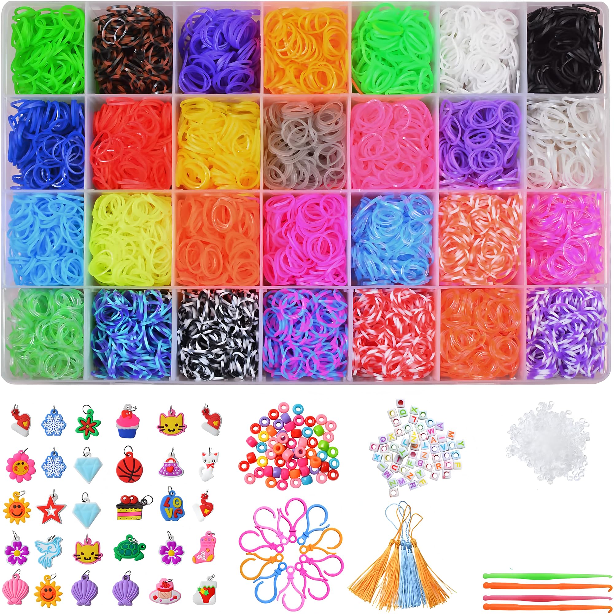 DDCOWP 11000+ Rubber Band Bracelet Kit, Loom Bracelet kit,DIY Bracelet Making kit,Loom Bead Bracelet kit,28 Colors,Best Gifts for Birthday and Christmas with