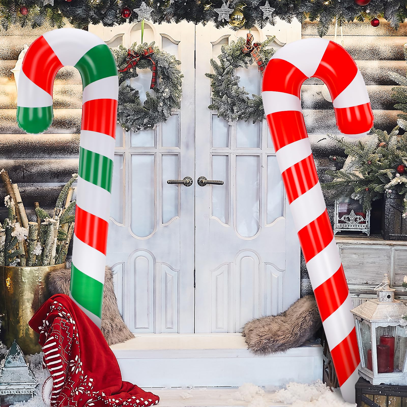Snapklik.com : 6 Pcs 6.17 Ft Inflatable Christmas Candy Canes Jumbo