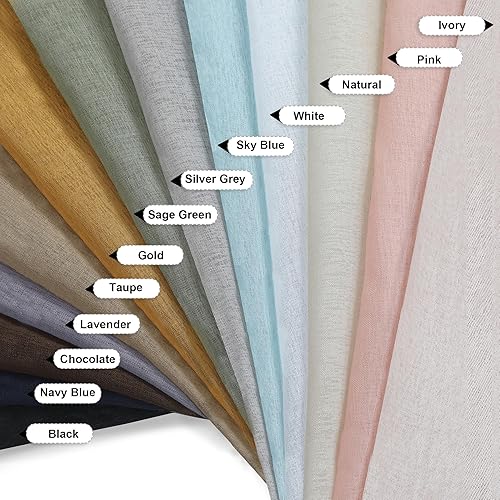Miniatura 6 de Doris Cenefa de cortina de lino sintético transparente de 14 pulgadas de largo, filtrante de luz, para baño, dormitorio, sala de estar, ventana,