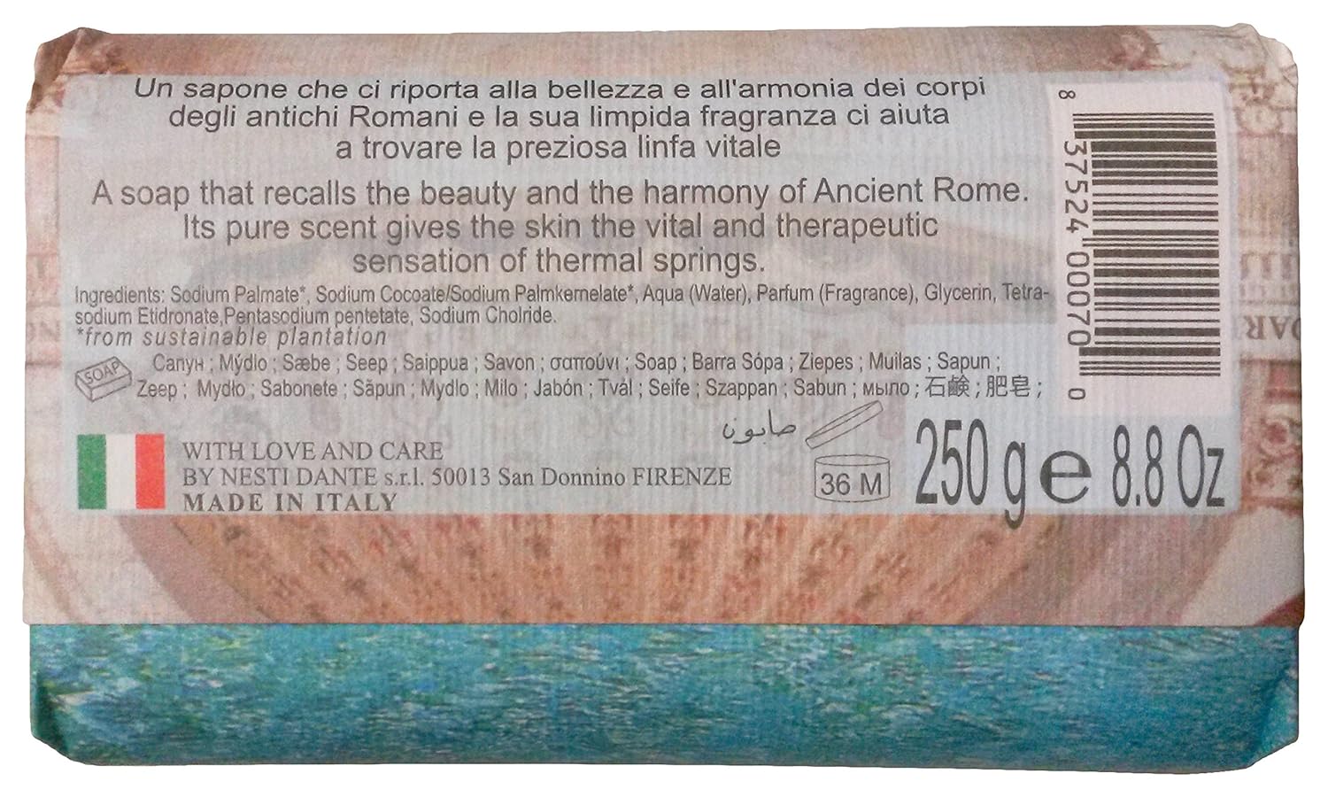 Saponeria Nesti Firenze: "Acque Termali Perfumed Natural Soap, Emozioni in Toscana Line * 8.8 Ounces (250g) Packages (Pack of 6) * [ Italian Import ]