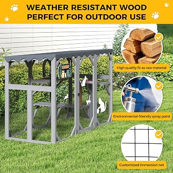 Catio Outdoor Cat Enclosure, Large Catio Window, Heavy Duty Steel Mesh Cat Patio with Lockable Door, Large Catios for Balcony, Grey