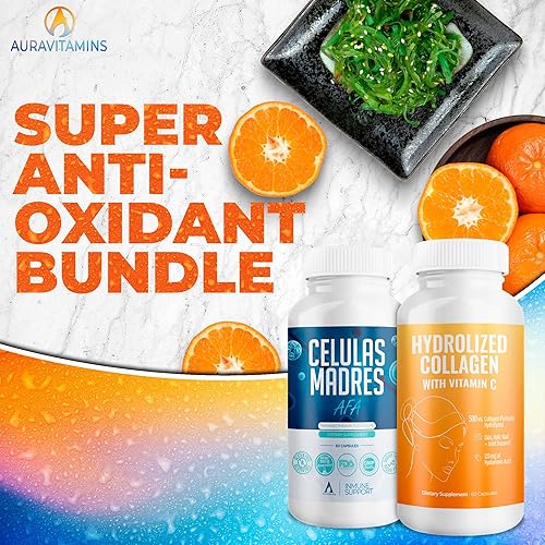 Miniatura 2 de Aura Vitamina Mega Antioxidante Bundle  Colágeno hidrolizado y células madre AFA  Colágeno hidrolizado con vitamina C, Aphanizomenon Flos-Aquae