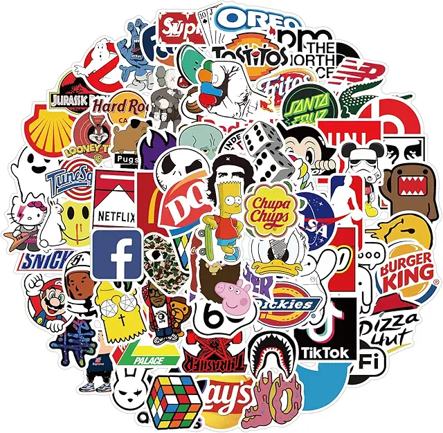 100 Stück Coole Marken Sticker Set - Wasserdichte Vinyl Graffiti Aufkleber für Skateboard, Laptop & Auto