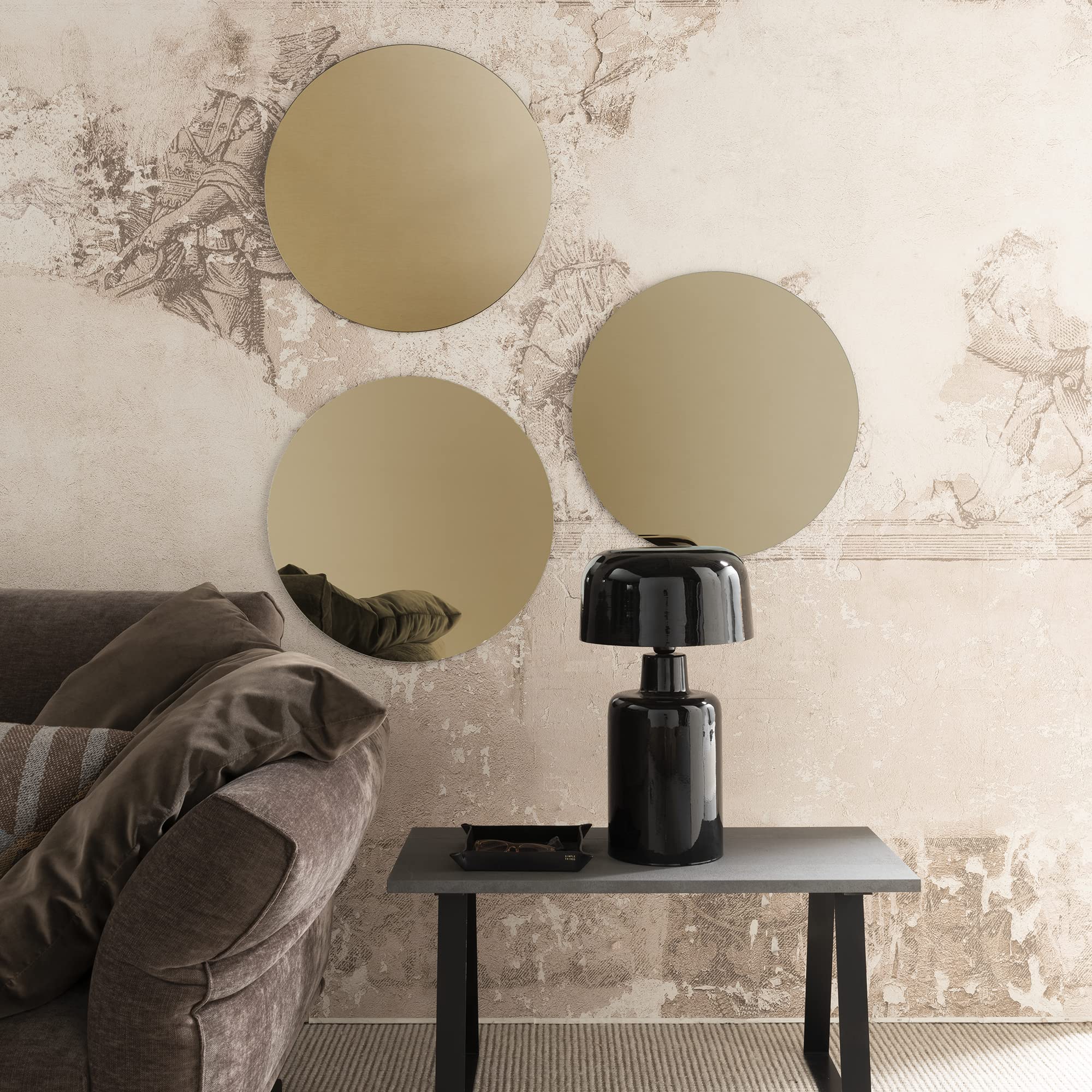 ARHome Specchio Tondo, 60 cm, Bronzato, Specchio da parete rotondo, Made in Italy