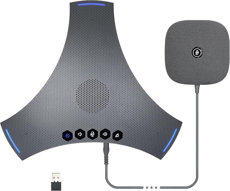 Conference Speaker and Microphone, Bluetooth/USB/Dongle Speakerphone with Extension MIC, 360° Enhanced Voice Pickup, AI Noise Suppression, Flexible Daisy Chain Capability for All Meeting Rooms