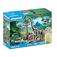 PLAYMOBIL | Dinos | Incontro con il Brachiosauro e Hovercraft | Set di Gioco con Dinosauri