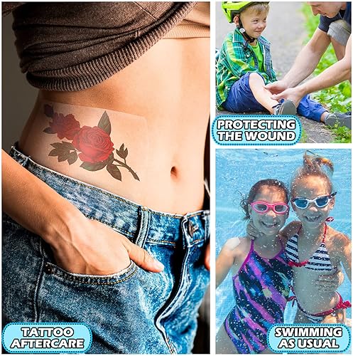 Miniatura 5 de 50 vendajes adhesivos impermeables transparentes, cintas protectoras transparentes para cubrir tatuajes, cintas para vestir en la ducha (6 x 6