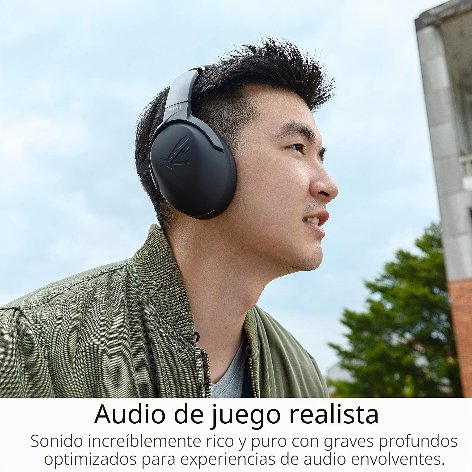 ASUS ROG Strix GO 2.4 - Auriculares de Gaming inalámbricos (2.4 GHz USB-C, micrófono con cancelación de Ruido por IA, compatibles con PC, Mac, Nintendo Switch, Dispositivos Inteligentes y PS4) - Negro