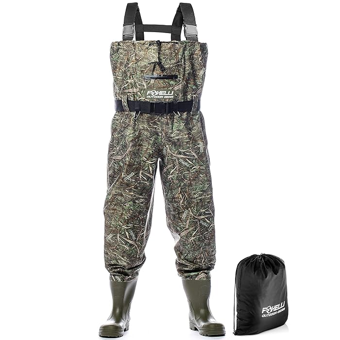 HISEA Pêche Waders Imperméable, Waders Poitrine Chasse Léger avec Bottes de Pêche pour Hommes et Femmes