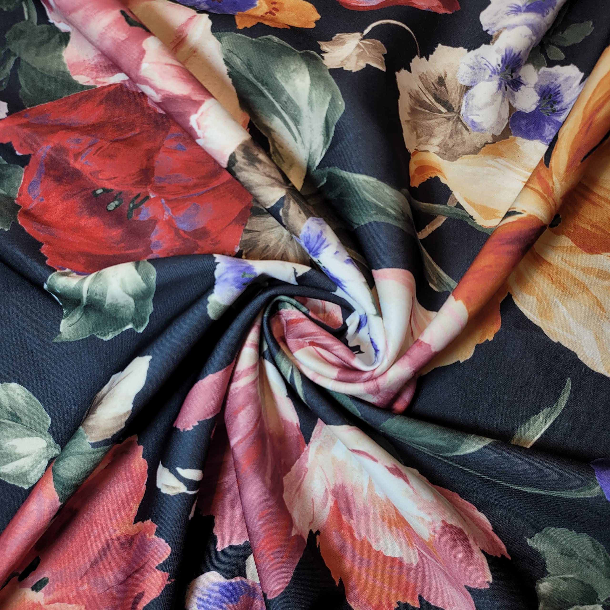 Plain Scuba/Crepe Jersey Stretch Spandex Dress Fabric Material 58" Wide (Bottle Large Floral) โ image 1