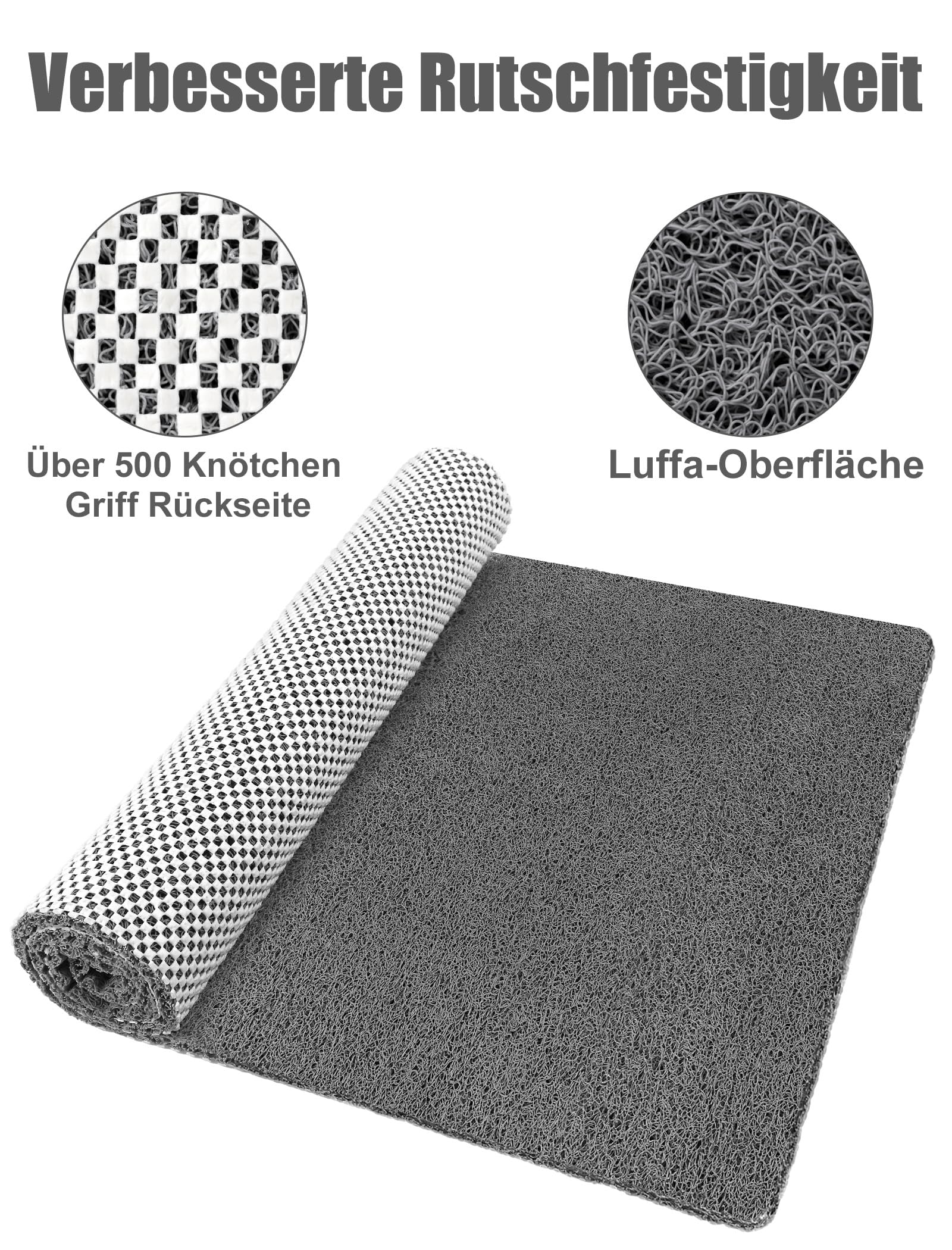 Extra Groß Duschmatte rutschfest 120x80cm: Weich Komfort PVC Luffa Sicherheits Rutschmatte Dusche mit Ablauflöchern - Schnell trocknend Duschwanneneinlage für Dusche und Nassbereiche