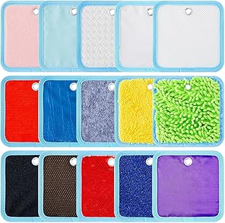 15 Pcs Sensory Mini Mats Sensory Floor Tiles Wall Panel Rooms Assorted Textured Baby Toddler Preschool Educational Tactile Sensory Toys for Kids Autistic Calming Play(5.91 Inch, Square)