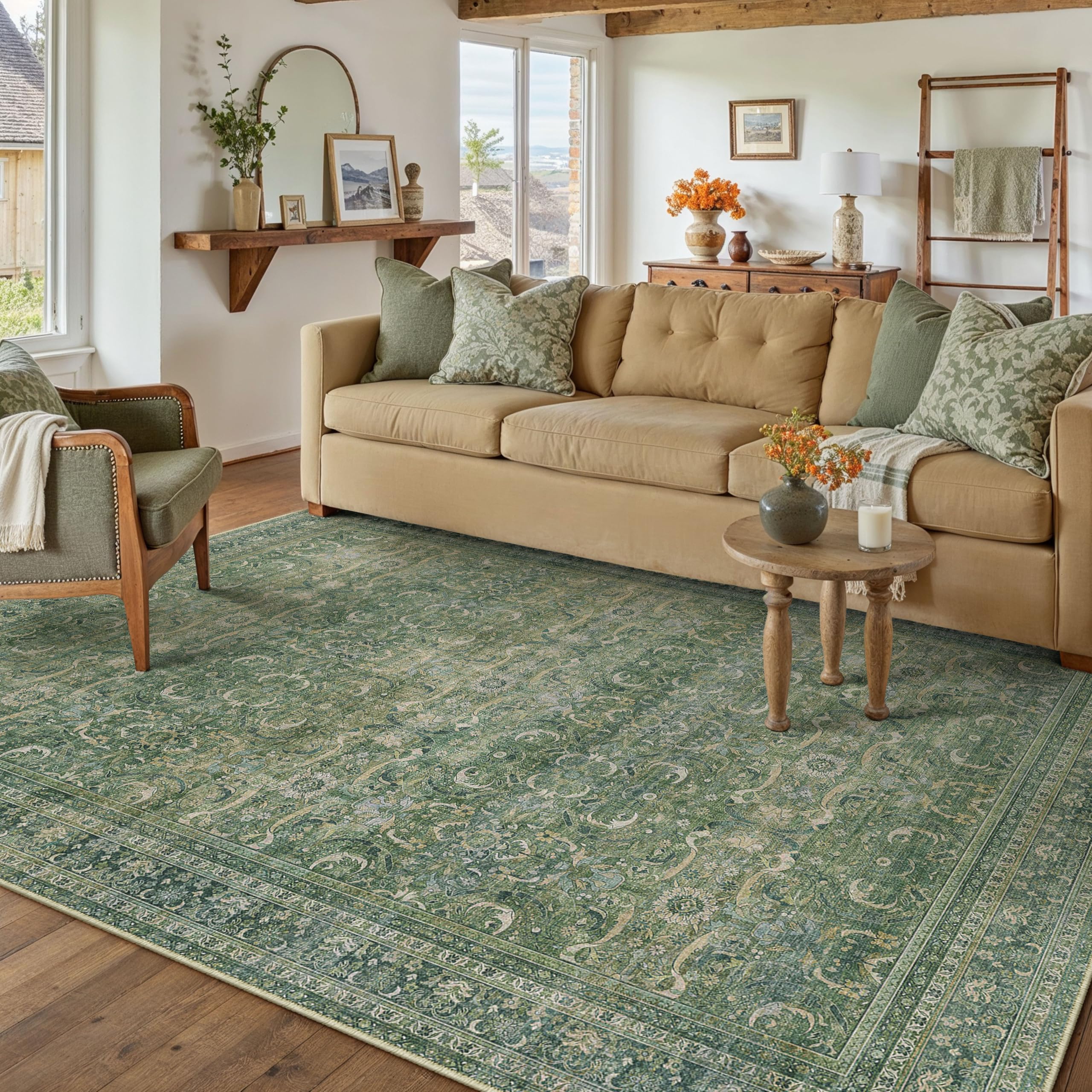 PureCozy Waschbarer Teppich Wohnzimmer Vintage Tepich for Living Room