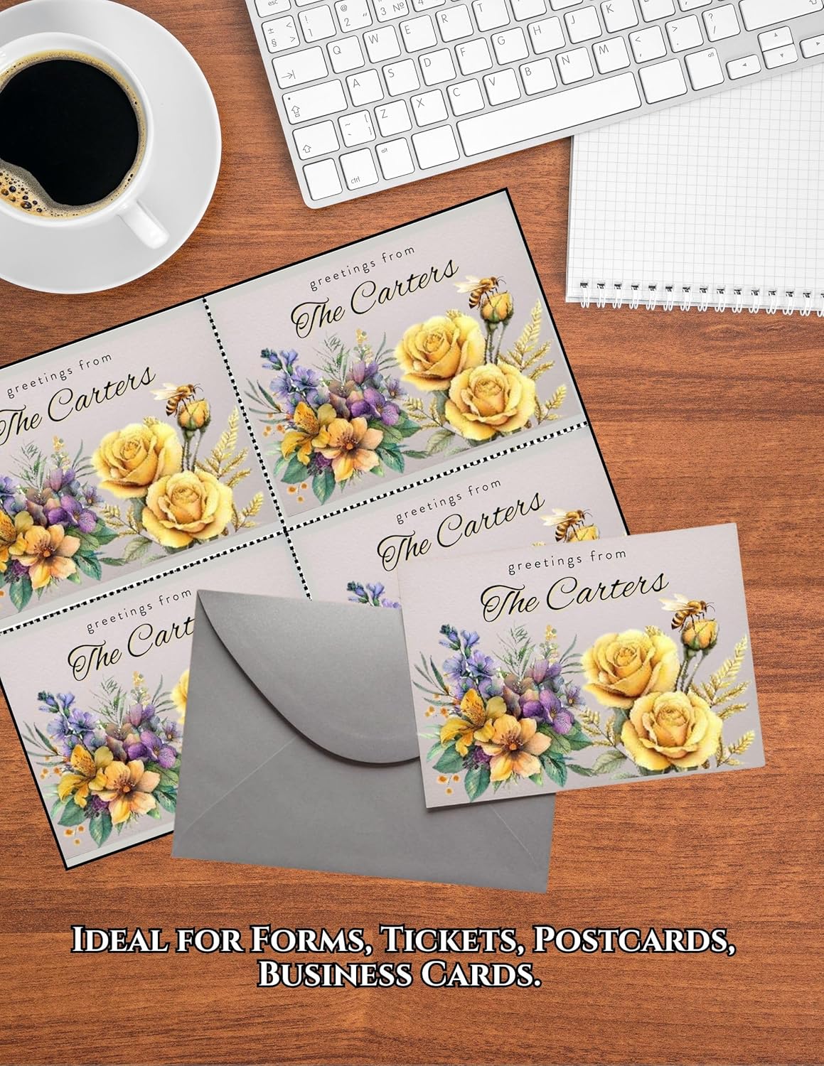 Limited Papers (TM) 8.5x11 Perforated Paper, 20/50 Pound, 75 GSM, Variety of Perforation Sizes and Colors, for Forms, Tickets, Postcards, Business Cards. (White, 4 up – 1 Hor. & 1 Ver.)