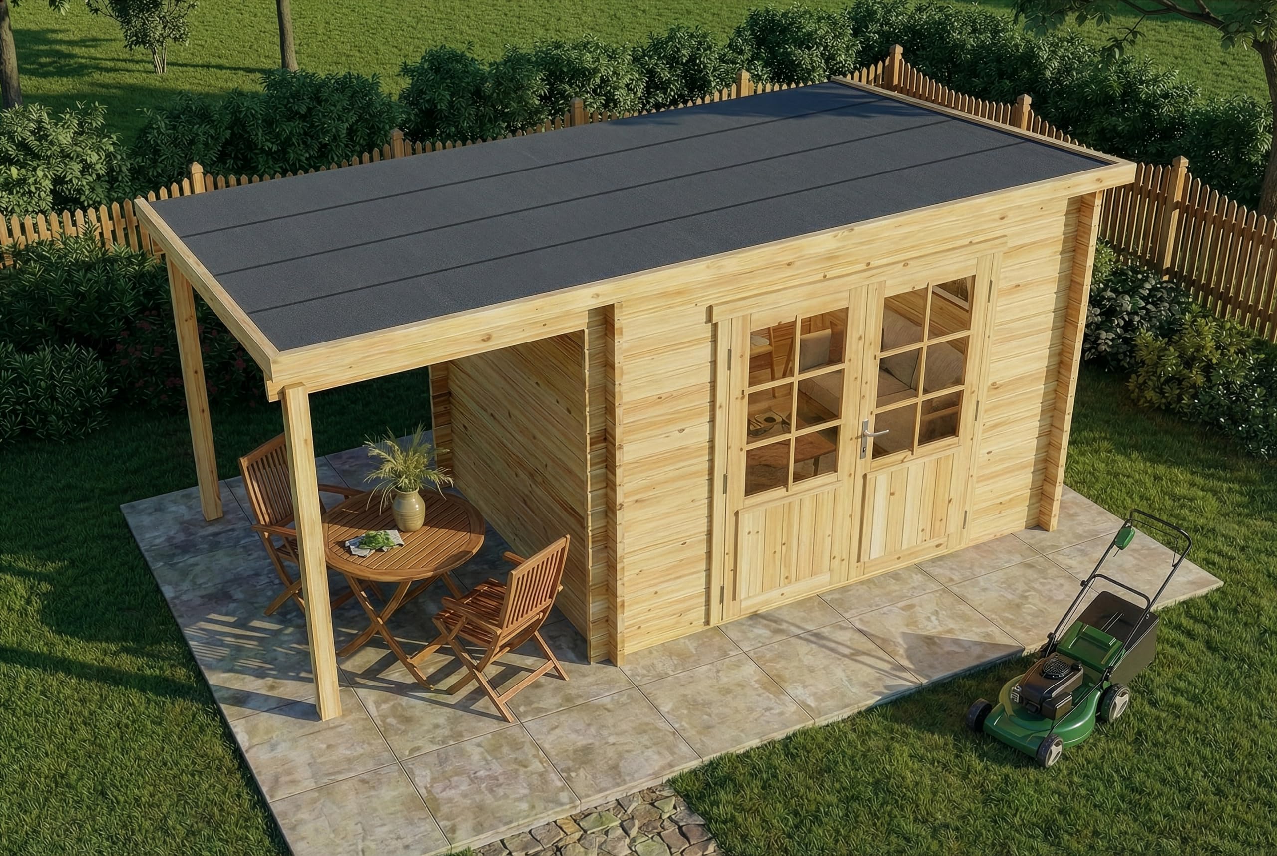Alpholz Gartenhaus Maria mit Schleppdach aus Holz Gerätehaus mit 28 mm Wandstärke Pultdach
