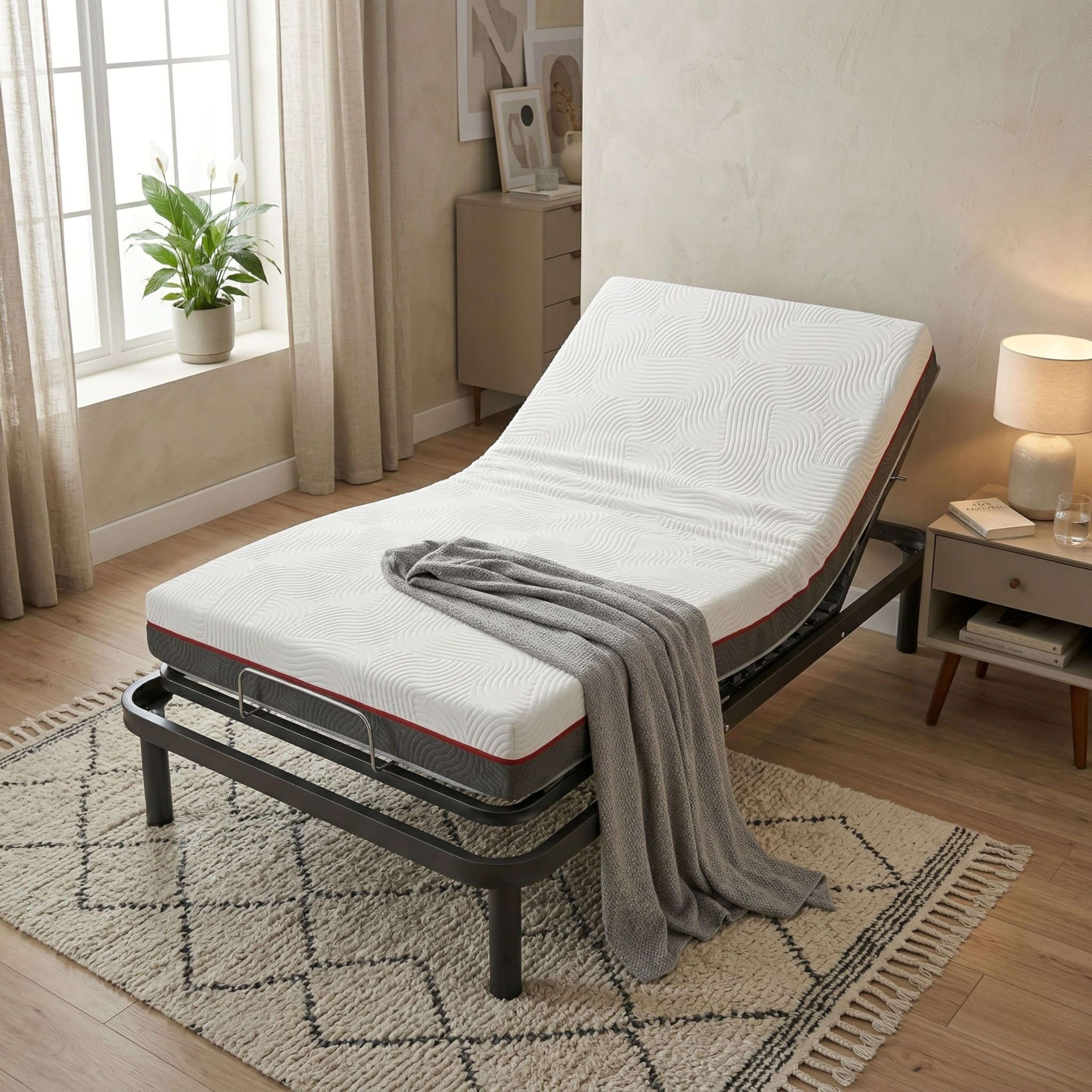 Miroytengo Pack Cama Eléctrica Articulada con Colchón Viscoelástico Nert 5 planos motor, Mando y 7 zonas