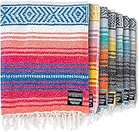 Benevolence LA Authentic Handwoven Mexican Serape Blanket 50x70 - Yoga, Picnic, Beach, Camping Blanket - Coral