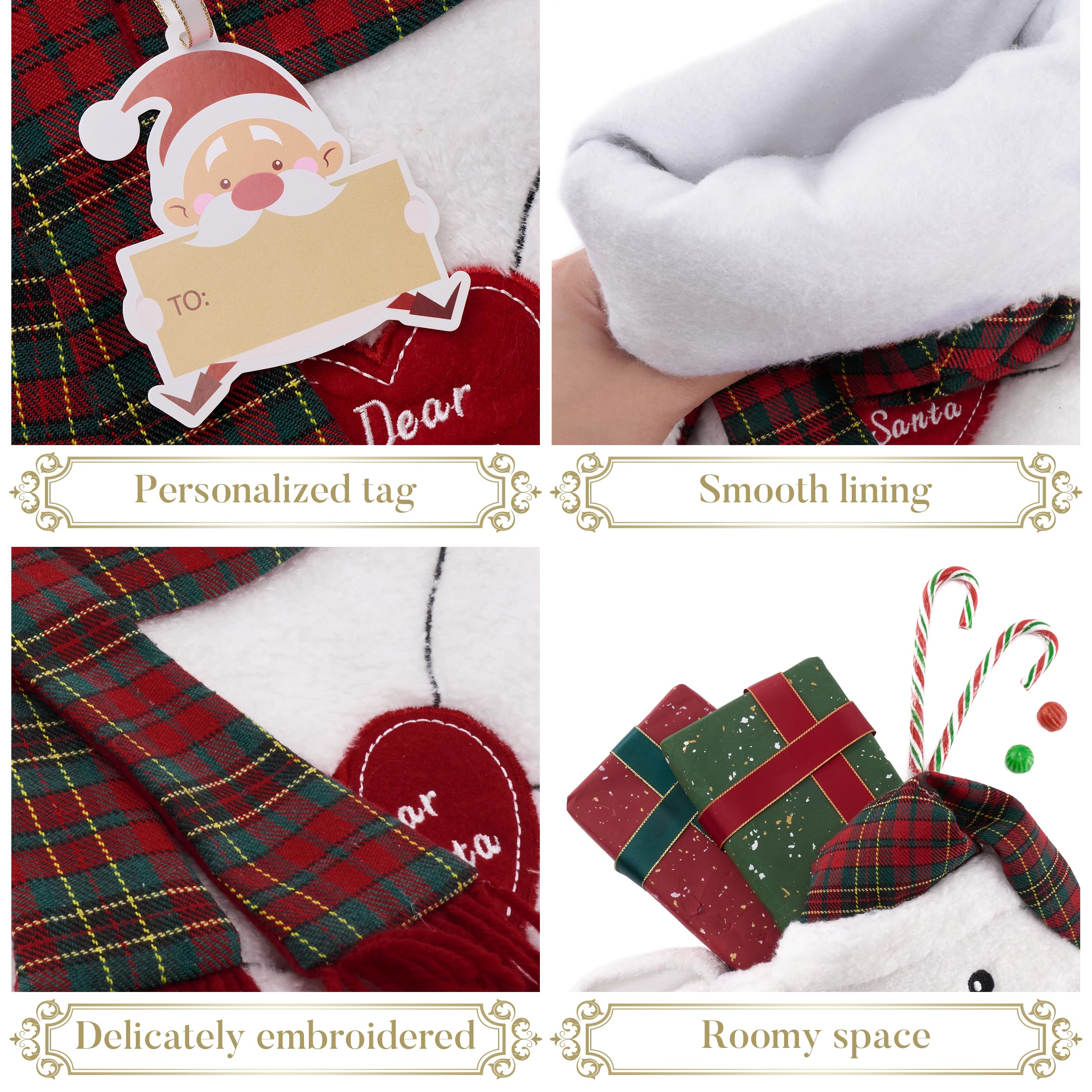 Valery Madelyn Chaussettes de Noël en tissu rouge et blanc de 53,3 cm - Ours en peluche mignonne câlinant un cœur mignon - Décoration à suspendre pour cheminée de Noël