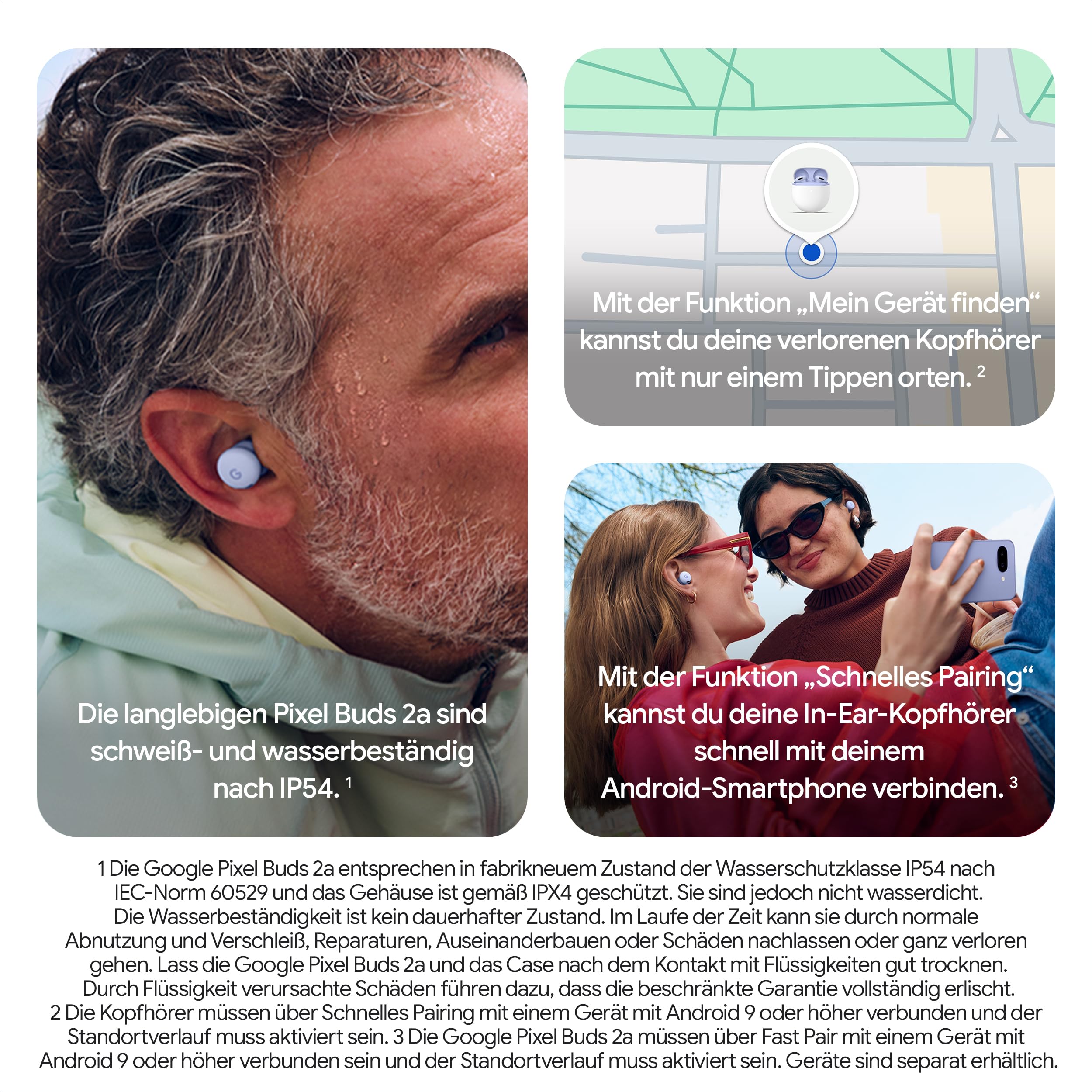 Google Pixel Buds 2a – Kabellose Kopfhörer mit aktiver Geräuschunterdrückung – Leicht und bequem – Wasserabweisend – Bluetooth-kompatibel – Hazel