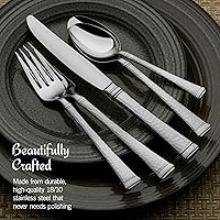 Vista 6 de Mikasa Hammered Harmony 18.10 - Juego de cubiertos de acero inoxidable de 65 piezas, servicio para 12