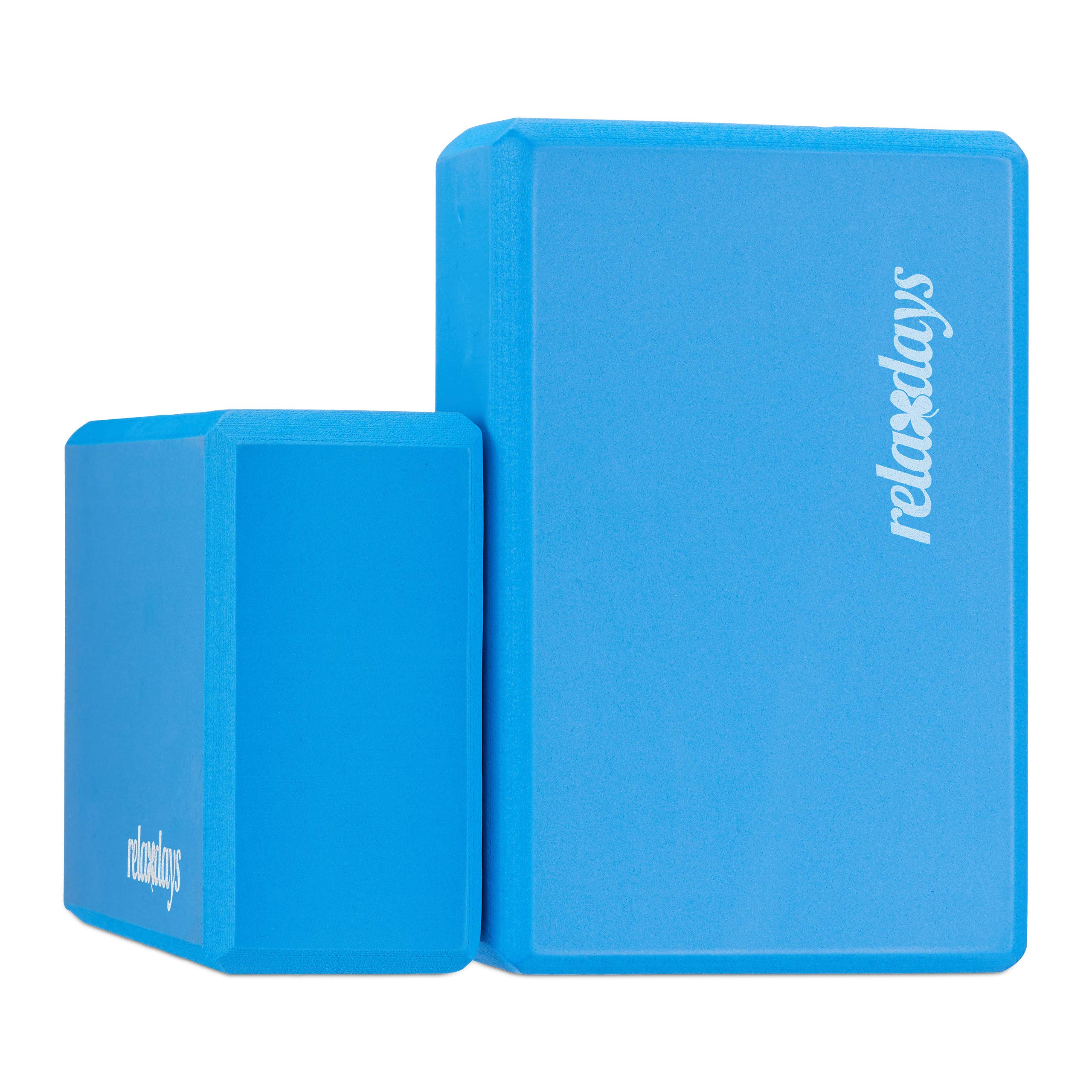 Relaxdays Set da 10 Blocchi per Yoga, Mattoncini per Esercizi, in Gommapiuma, Antiscivolo, HxLxP 8x23x15 cm, Blu