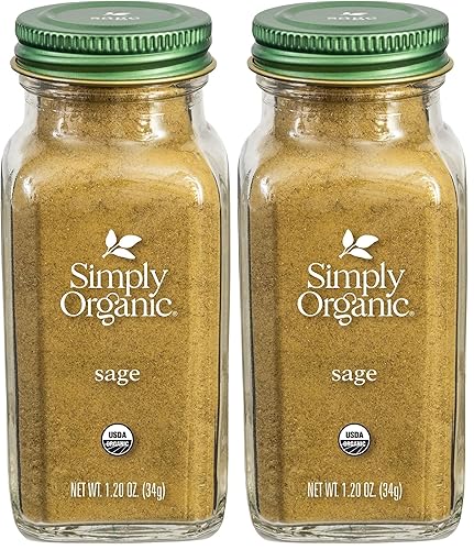Simply Organic Hoja de salvia molida, orgánica certificada 1.41 oz Salvia officinalis L. (paquete de 2)