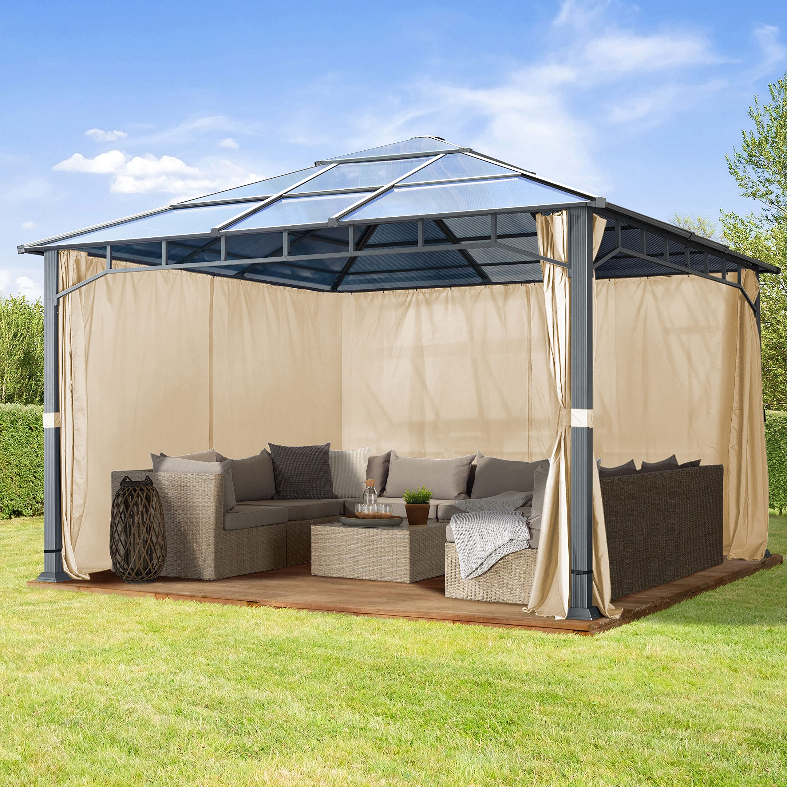 Tonnelle Pliante Toolport 3x6 M - Aluminium, Bâche Polyester 800, étanche, 5 Hauteurs Réglables, Blanc