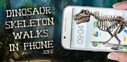 Esqueleto de dinossauro anda no telefone piada