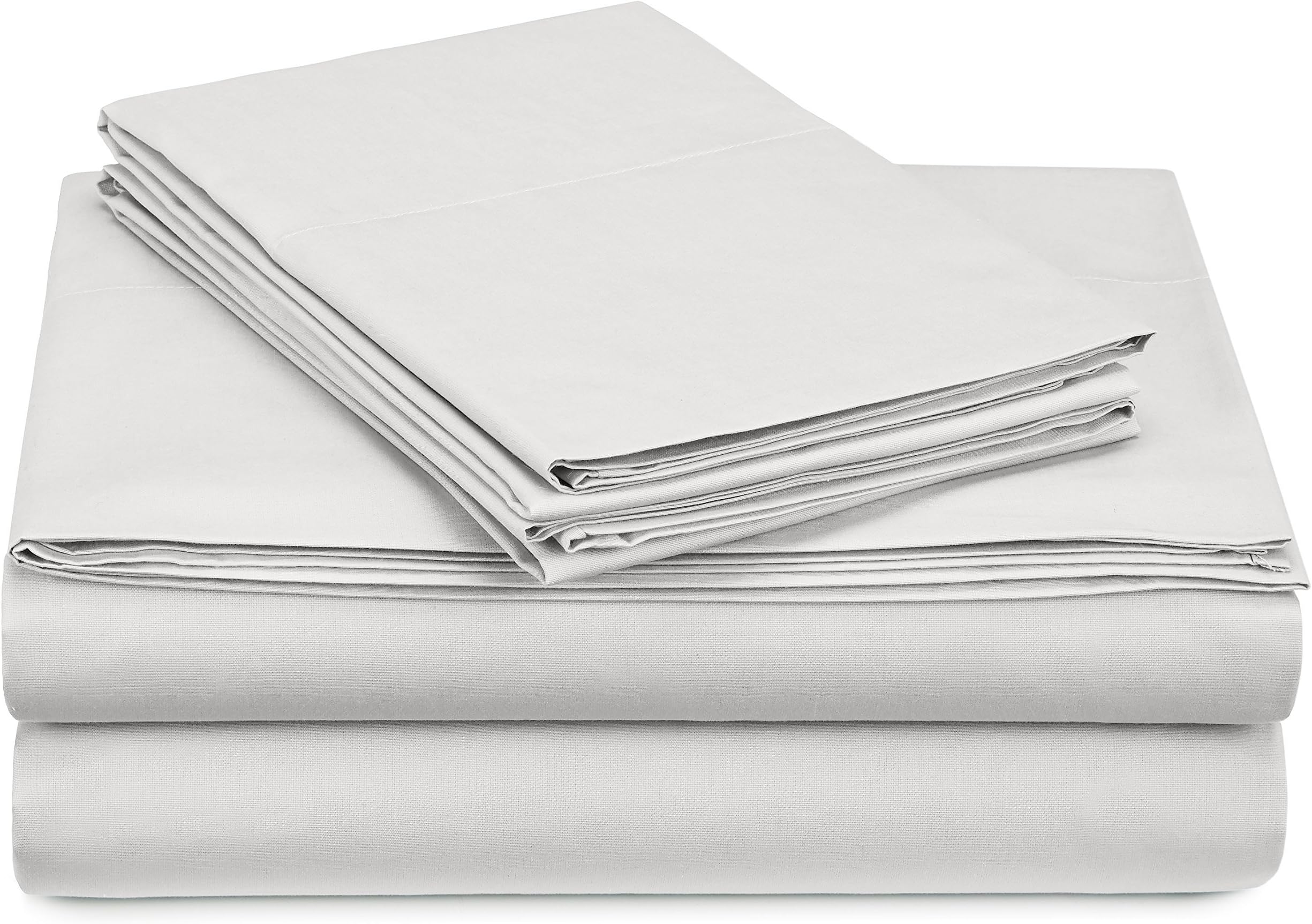 Amazon Brand – Pinzon 300 Thread Count Percale Cotton Sheet Set - Twin, White