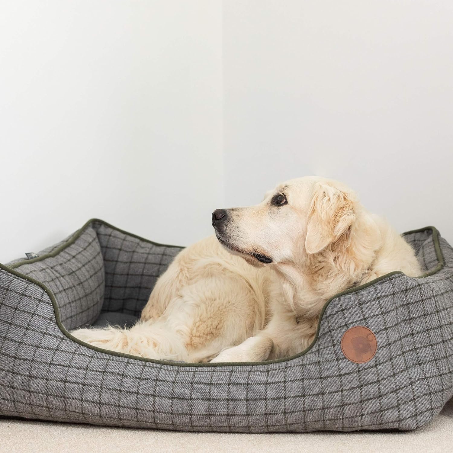 Petface Moss Green Square Dog Bed with Reversible Cushion, Machine Washable, Large (Pack of 1) 5