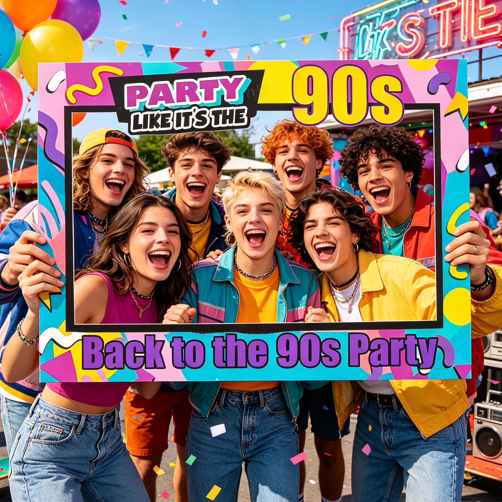 LaVenty Back to 90s Photo Booth Frame Props 90s Photo Booth Props — image 1