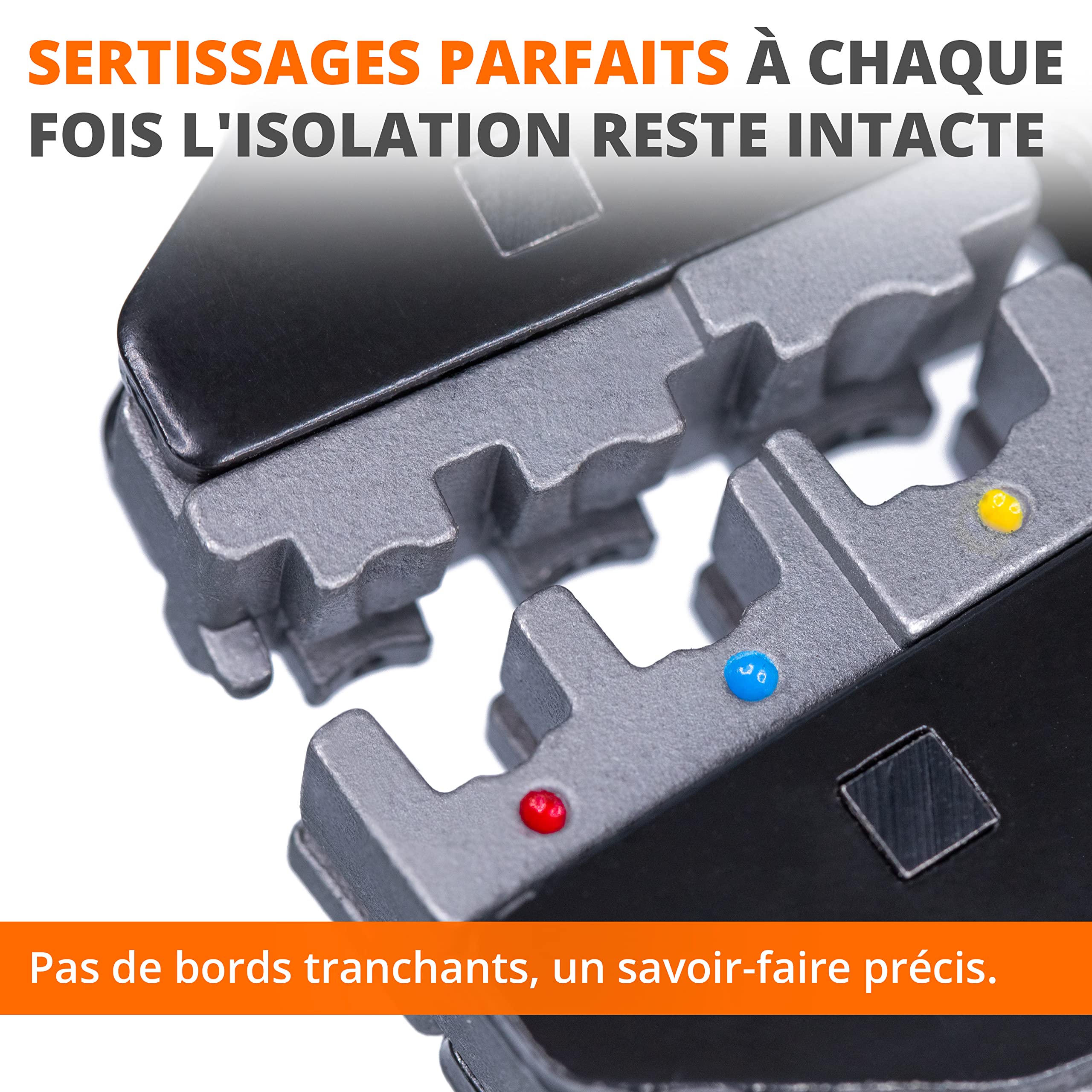 Wirefy Jeu de 8 Pinces à Sertir - Pinces à Sertir à Cliquet - Connecteur Thermorétractable, Cosses non Isolé, Bornes, à Drapeau, à Embout