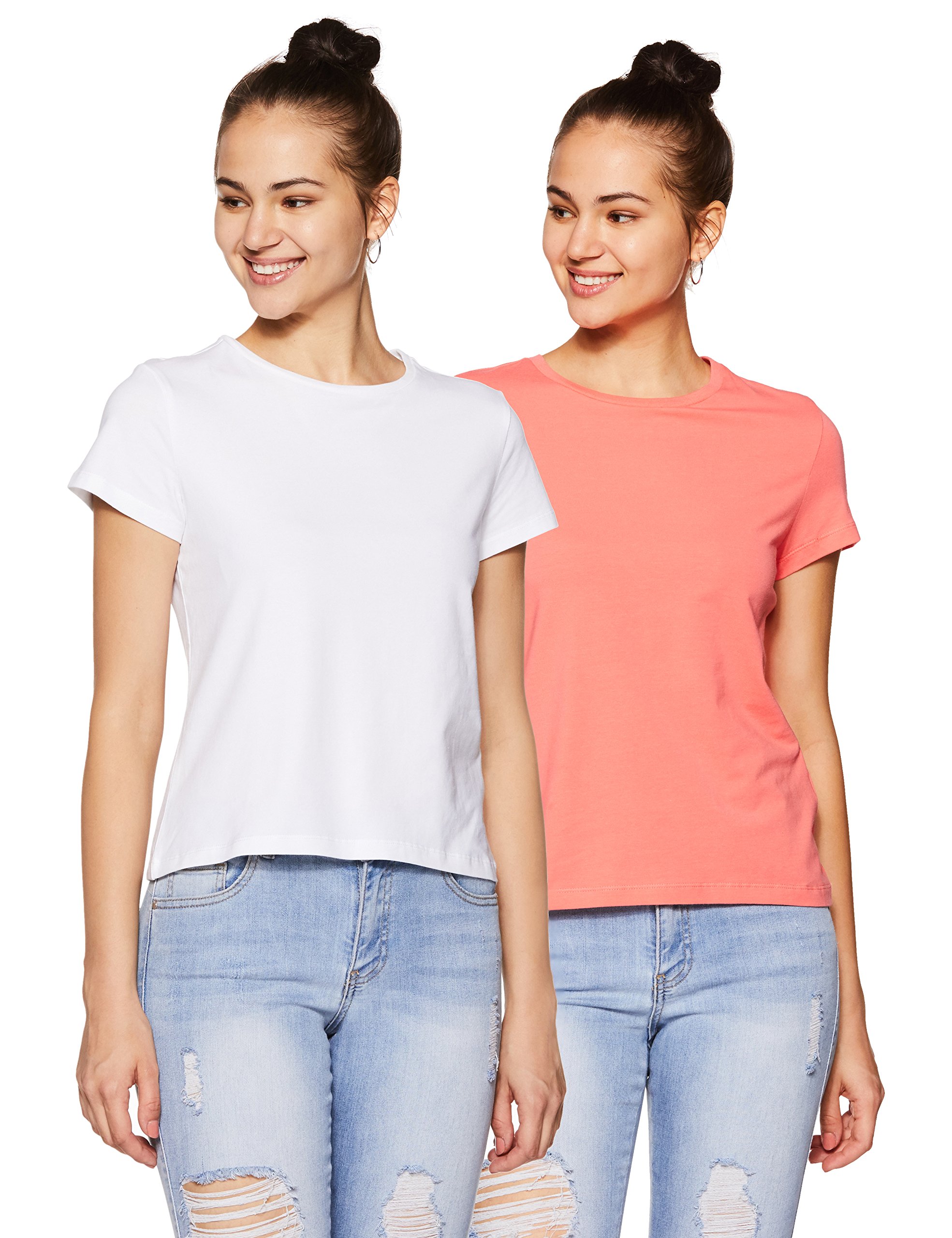 Women's Solid Regular Fit Half Sleeve T-Shirt (Combo Pack of 2)