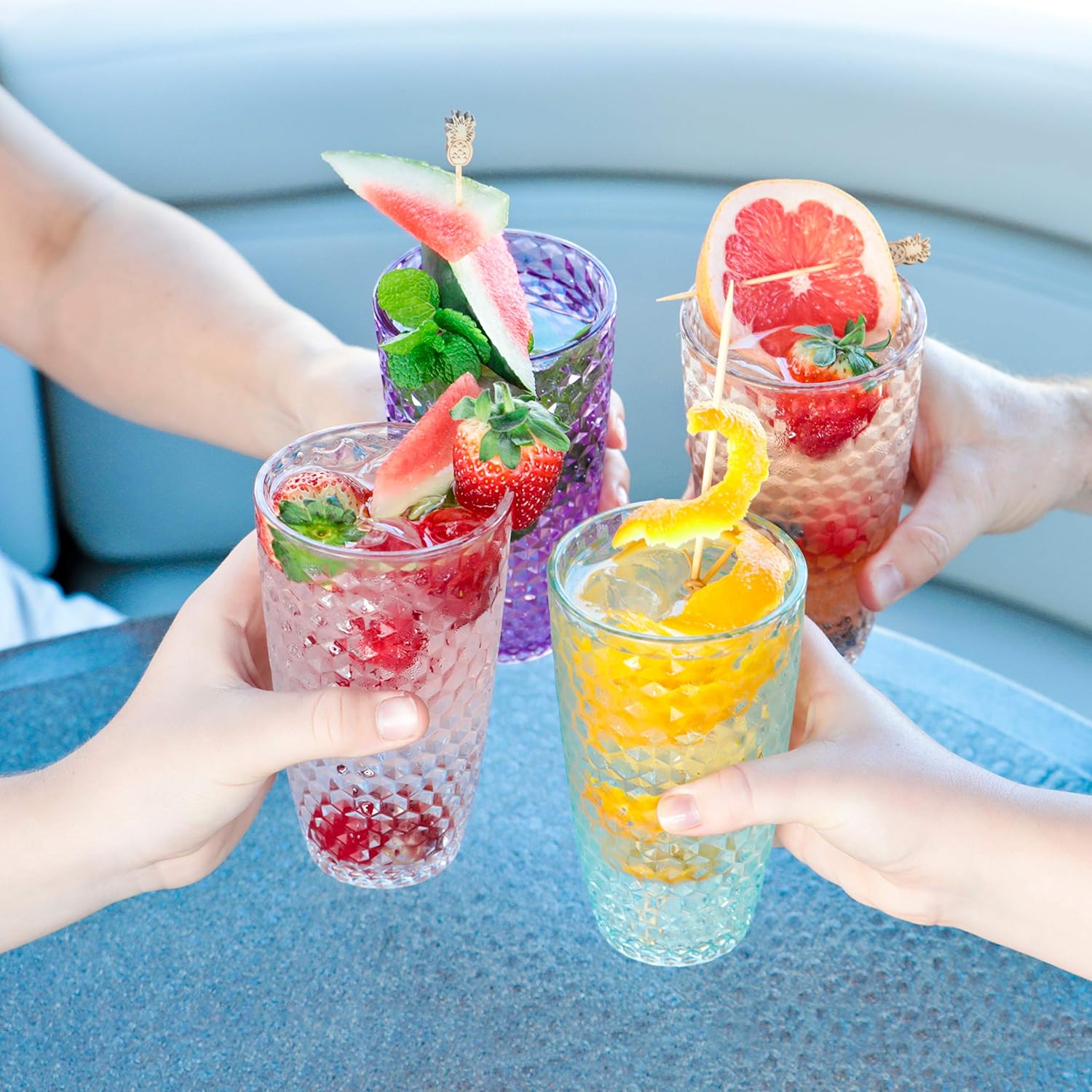 BELLAFORTE Shatterproof Tritan Plastic Tall Tumbler, 19oz Drinking Glasses Set of 4 - Laguna Beach Unbreakable Outdoor Drinkware for Party, Poolside, Indoor Use - Dishwasher Safe, BPA Free - Clear - Image 6