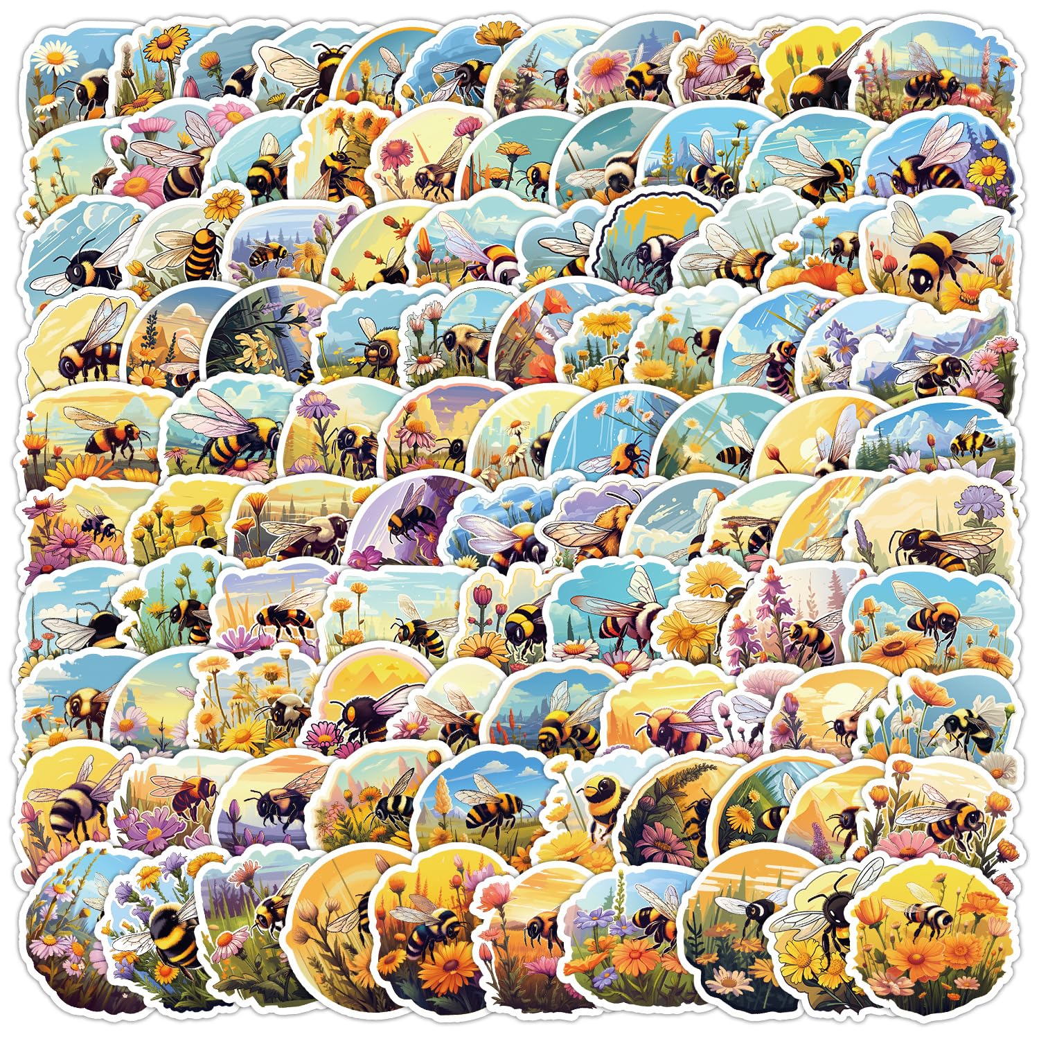 Bee Stickers for Laptop (100 PCS),Gift for Children Teens Adults Girl Boys,Waterproof Stickers for Water Bottle,Honeybee Vinyl Stickers for Scrapbook,Skateboard,Bike,Phone,Dairy - Image 4