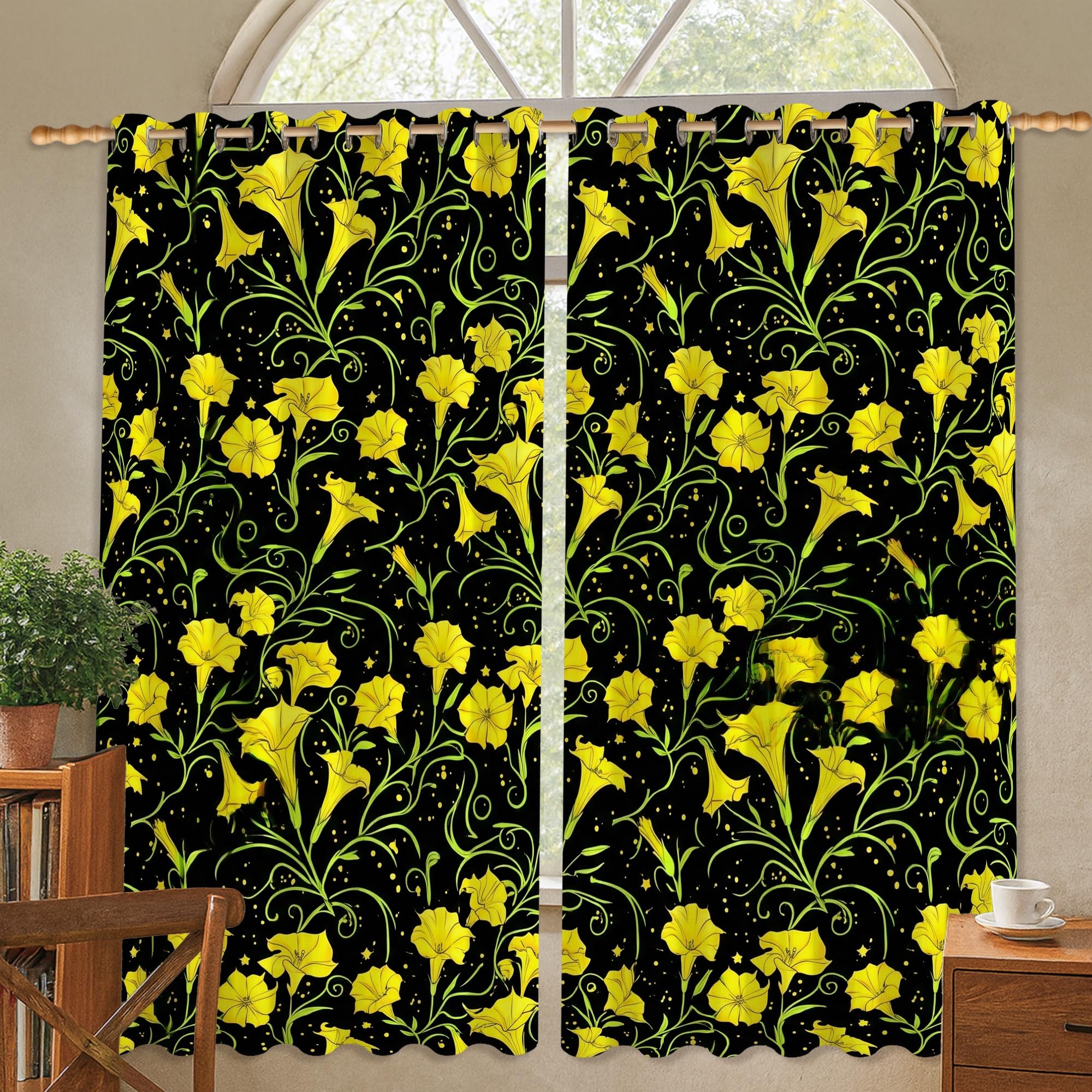 Rideaux occultants pour salon et bureau ambiance jaune printemps