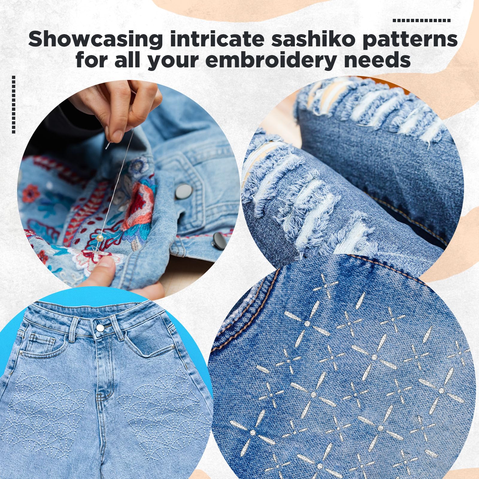 Affrolling 30 plantillas de plástico Sashiko de 8.3 x 5.9 pulgadas, patrón geométrico de Sashiko, plantilla de dibujo, plantilla de bordado, estabilizadores de patrones para coser a mano y bordar