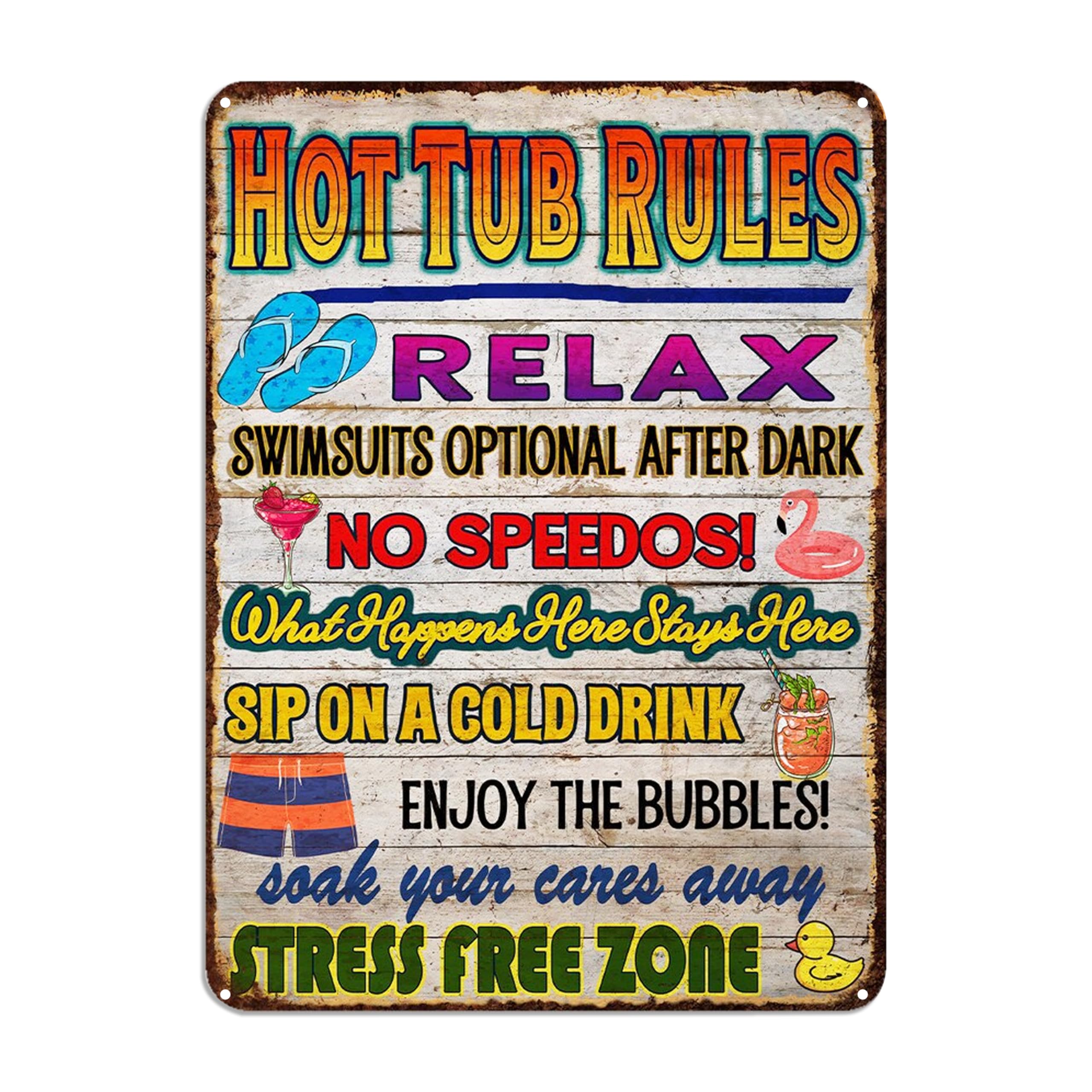 Hot Tub Rules Sign 12x16 Inches, Hot Tub Accessories For Pool,Backyard Pool Wall Art-picture-25
