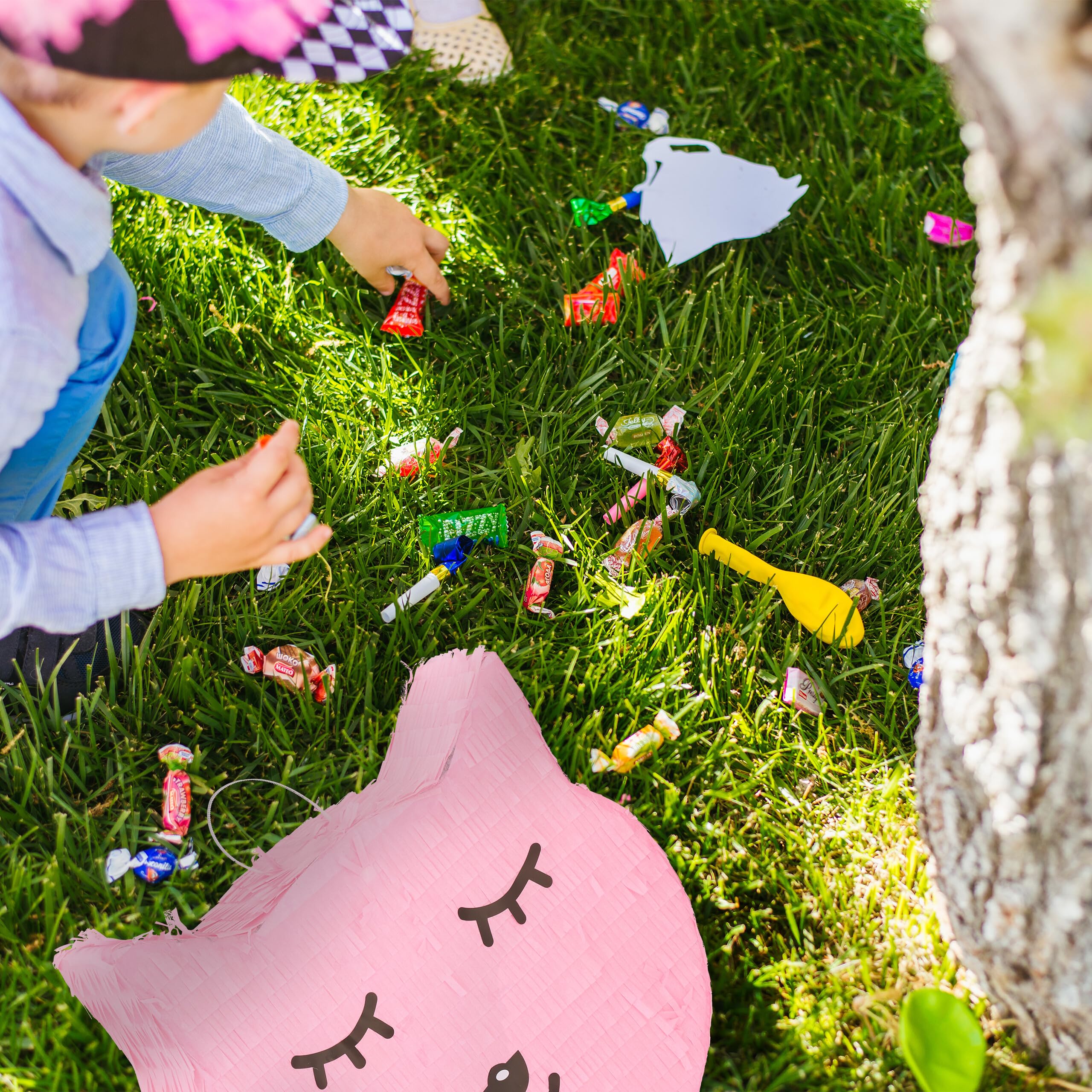Relaxdays Pignatta Gatto, Piñata Vuota, Set con Bastone e Maschera, Gioco Compleanno Bambini HLP: 34 x 37 x 9,5 cm, Rosa