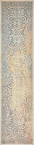 Unique Loom Oslo Collection - Alfombra de corredor beige tradicional botánica envejecida sobre teñida (3 pies x 13 pies)